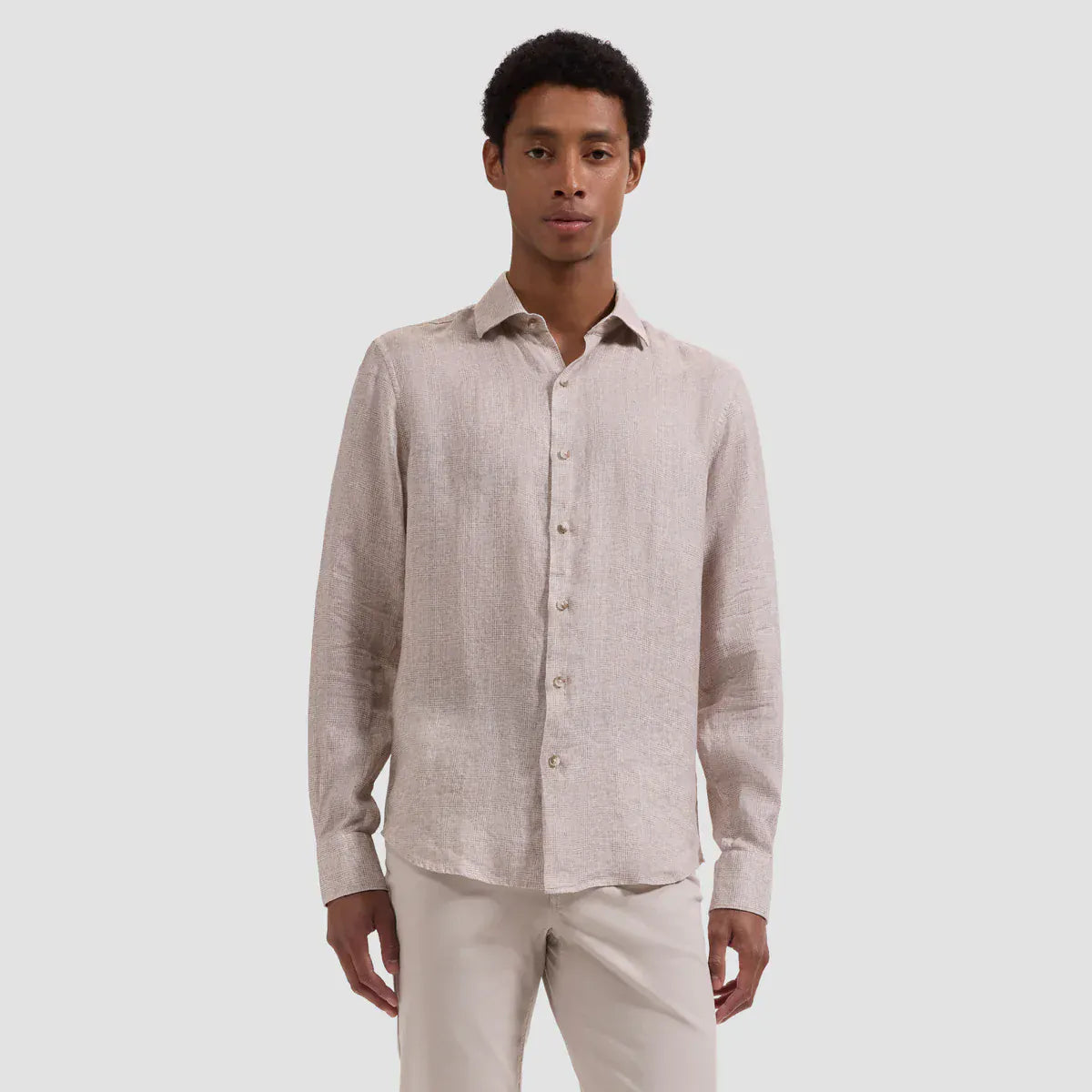 BUGATCHI SHIRTS - L - S SPORT CAMEL / M AXEL LINEN SHAPED