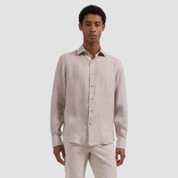 BUGATCHI SHIRTS - L - S SPORT CAMEL / M AXEL LINEN SHAPED