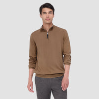 BUGATCHI SWEATERS CAMEL / M SPENCER 1/4 ZIP