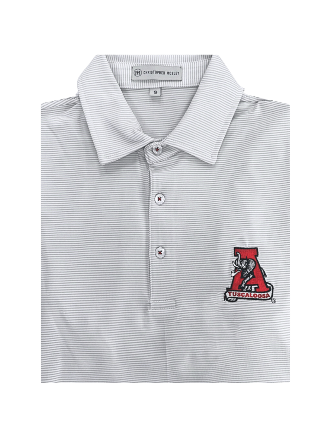 Christopher Mobley GAMEDAY - UNIVERSITY OF ALABAMA - TUSCALOOSA VAULT A - POLOS GREY / S CM VAULT POLO JUBILEE STRIPE