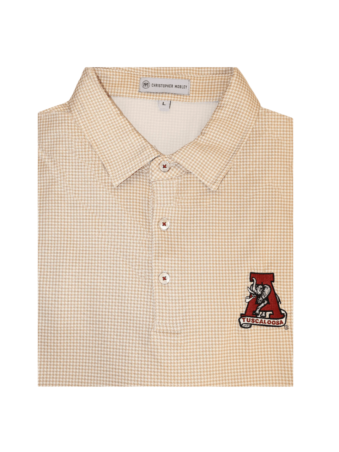 Christopher Mobley GAMEDAY - UNIVERSITY OF ALABAMA - TUSCALOOSA VAULT A - POLOS SAND / S CM VAULT HOUNDSTOOTH POLO
