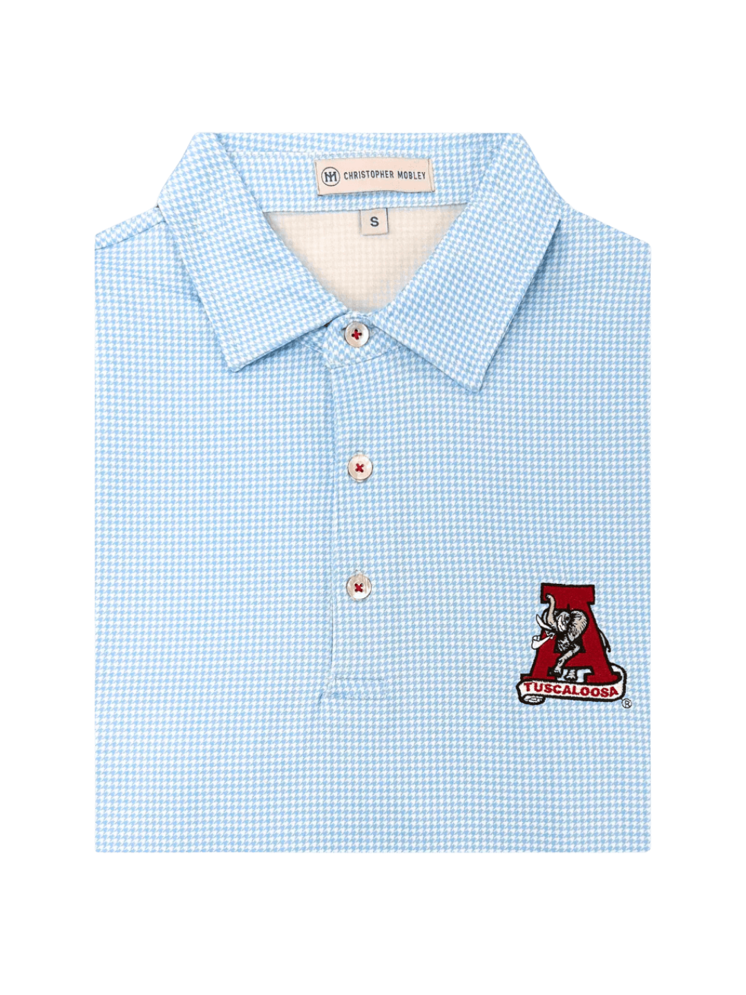 Christopher Mobley GAMEDAY - UNIVERSITY OF ALABAMA - TUSCALOOSA VAULT A - POLOS SKY / S CM VAULT HOUNDSTOOTH POLO