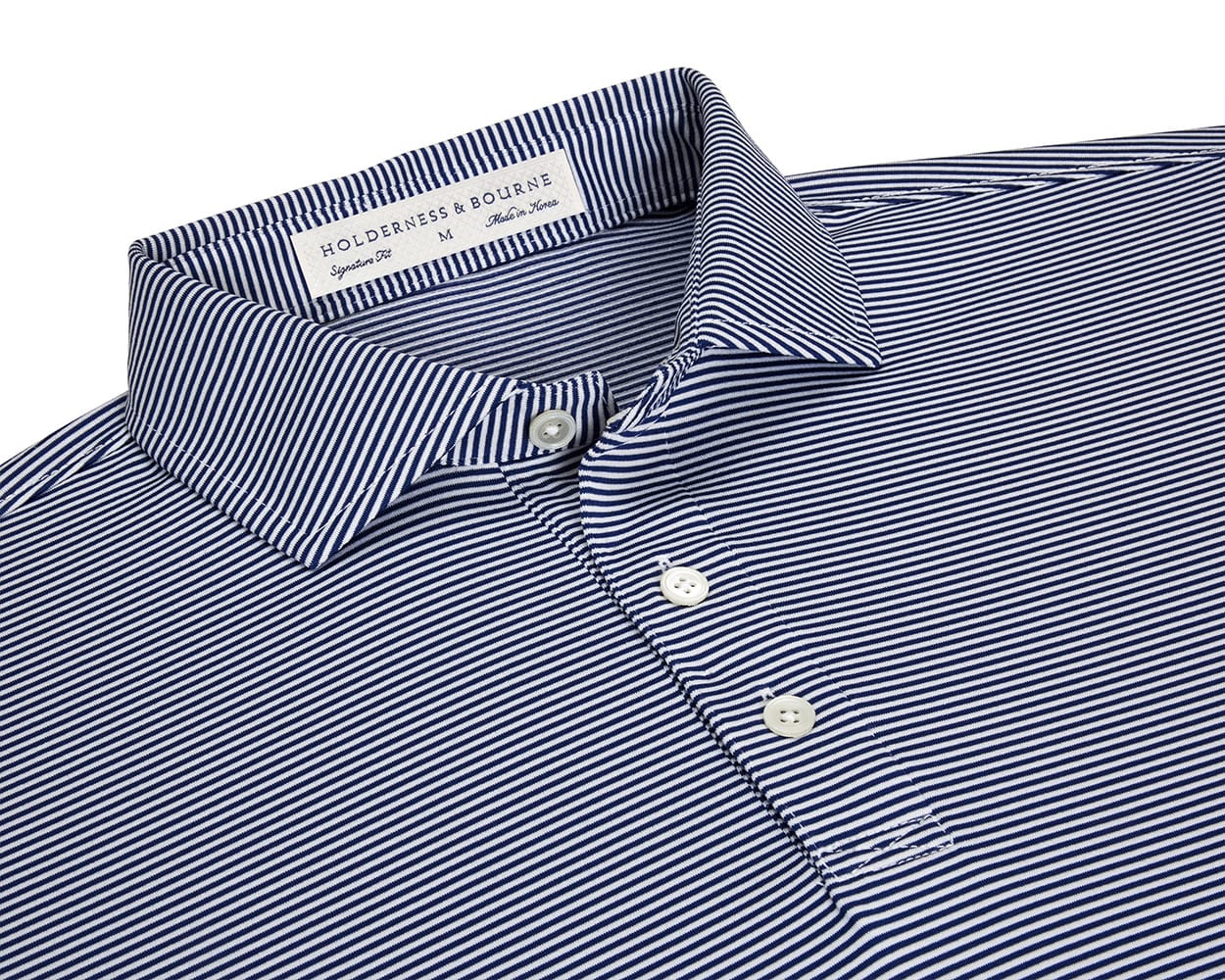 HOLDERNESS & BOURNE SHIRTS - POLO NAVY & WHITE / L THE PERKINS SHIRT