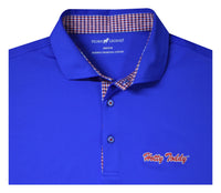 HORN LEGEND GAMEDAY - UNIVERSITY OF MISSISSIPPI - OXFORD - POLOS BLUE/RED / S HOTTY TODDY SOLID HOUNDSTOOTH TRIM POLO