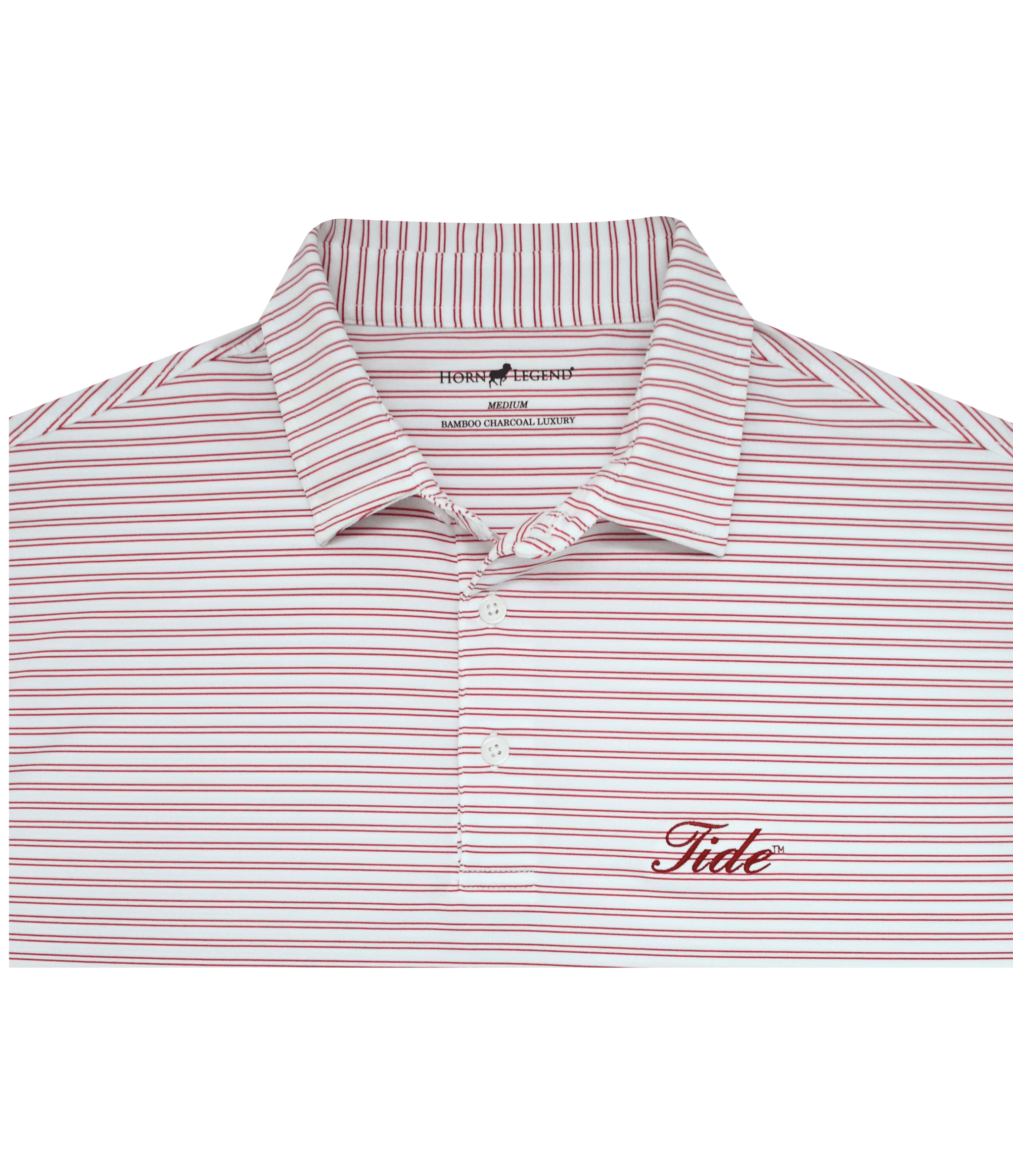 HORN LEGEND KNITS WHITE/CRIMSON / S TIDE DOUBLE STRIPE POLO