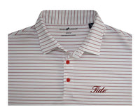 HORN LEGEND POLOS WHITE/CRIMSON / S TIDE STRIPE ACCENT BUTTON POLO