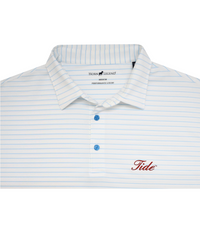 HORN LEGEND POLOS WHITE/ICE BLUE / S TIDE STRIPE ACCENT BUTTON POLO