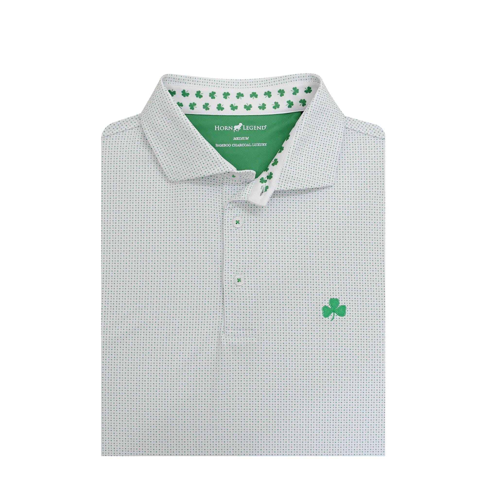 HORN LEGEND SHIRTS - POLO WHITE/GREEN / S ST. PATTYS CHECKER POLO