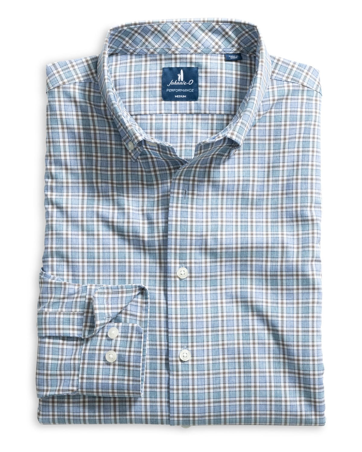 JOHNNIE-O SHIRTS - SPORT SHIRT HELIOS BLUE / M BRUNSWICK PANE