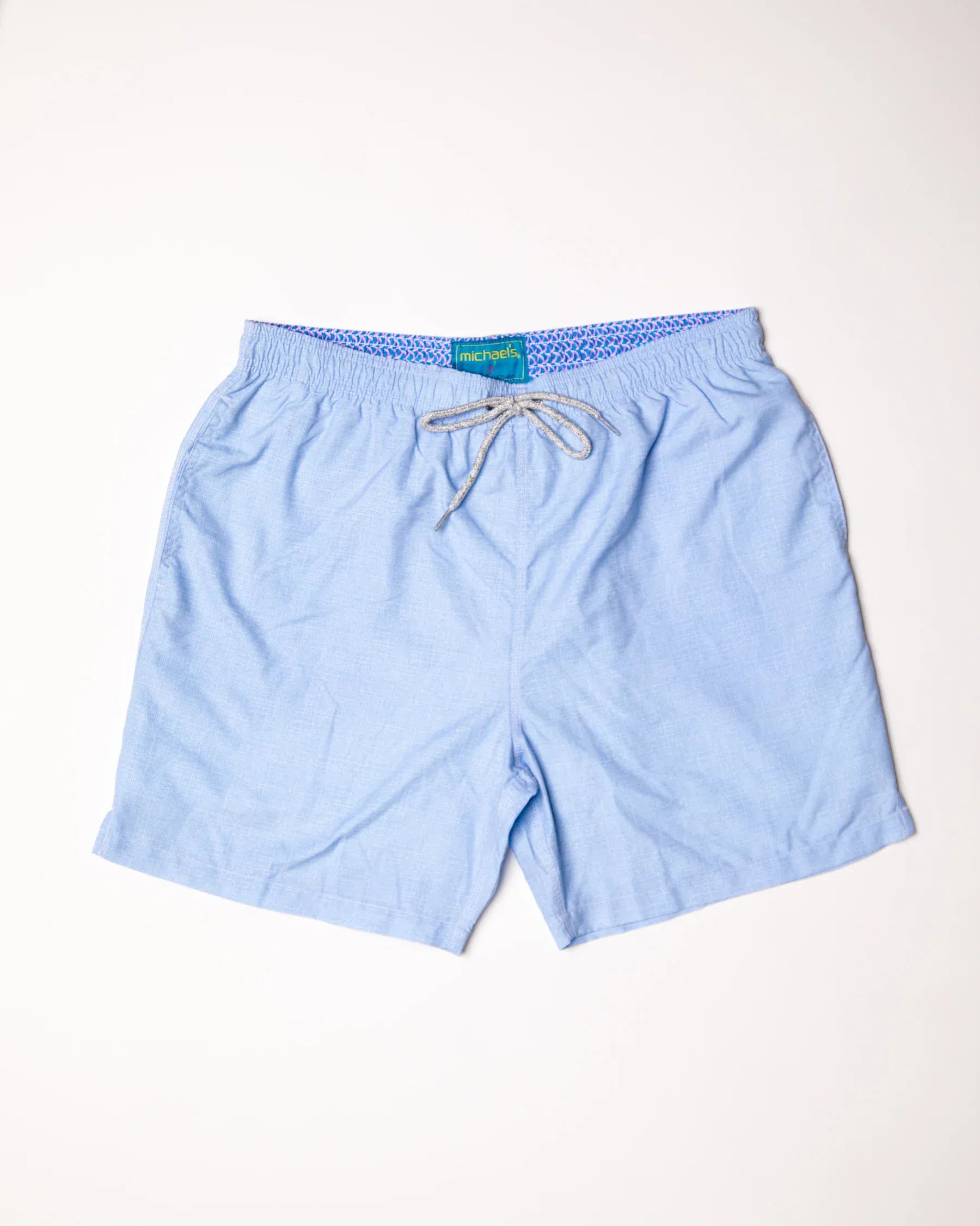MICHAEL'S SHORTS - SWIM WEAR SOLID LINEN - SKY / M MEN'S CYCLIST LINER SWIM TRUNKS