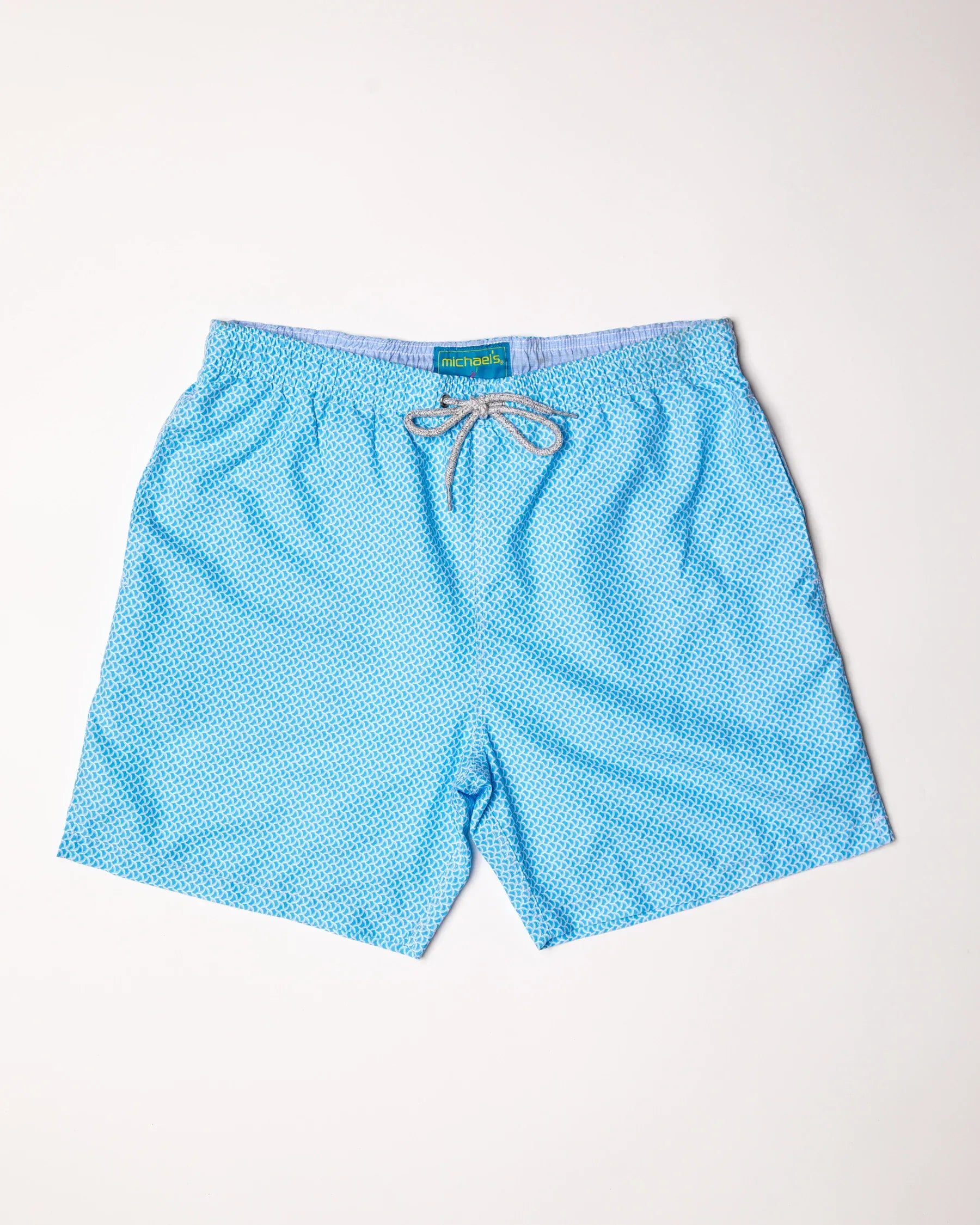 MICHAEL'S SHORTS - SWIM WEAR WAVE PRINT - TURQUOISE/SKY / M MEN'S CYCLIST LINER SWIM TRUNKS