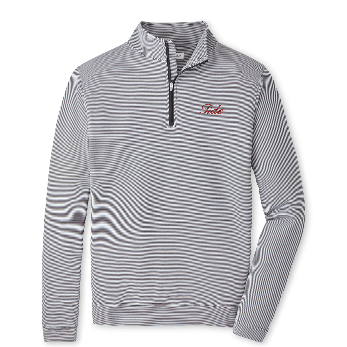 PETER MILLAR GAMEDAY - UNIVERSITY OF ALABAMA - TIDE - 14 ZIPS BLACK/WHITE / S TIDE PERTH SUGAR STRIPE PERFORMANCE 1/4 ZIP