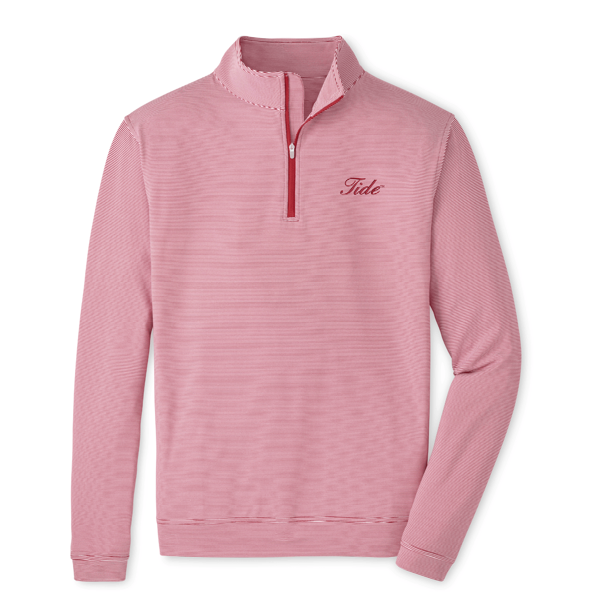 PETER MILLAR GAMEDAY - UNIVERSITY OF ALABAMA - TIDE - 14 ZIPS CRIMSON/WHITE / S TIDE PERTH SUGAR STRIPE PERFORMANCE 1/4 ZIP