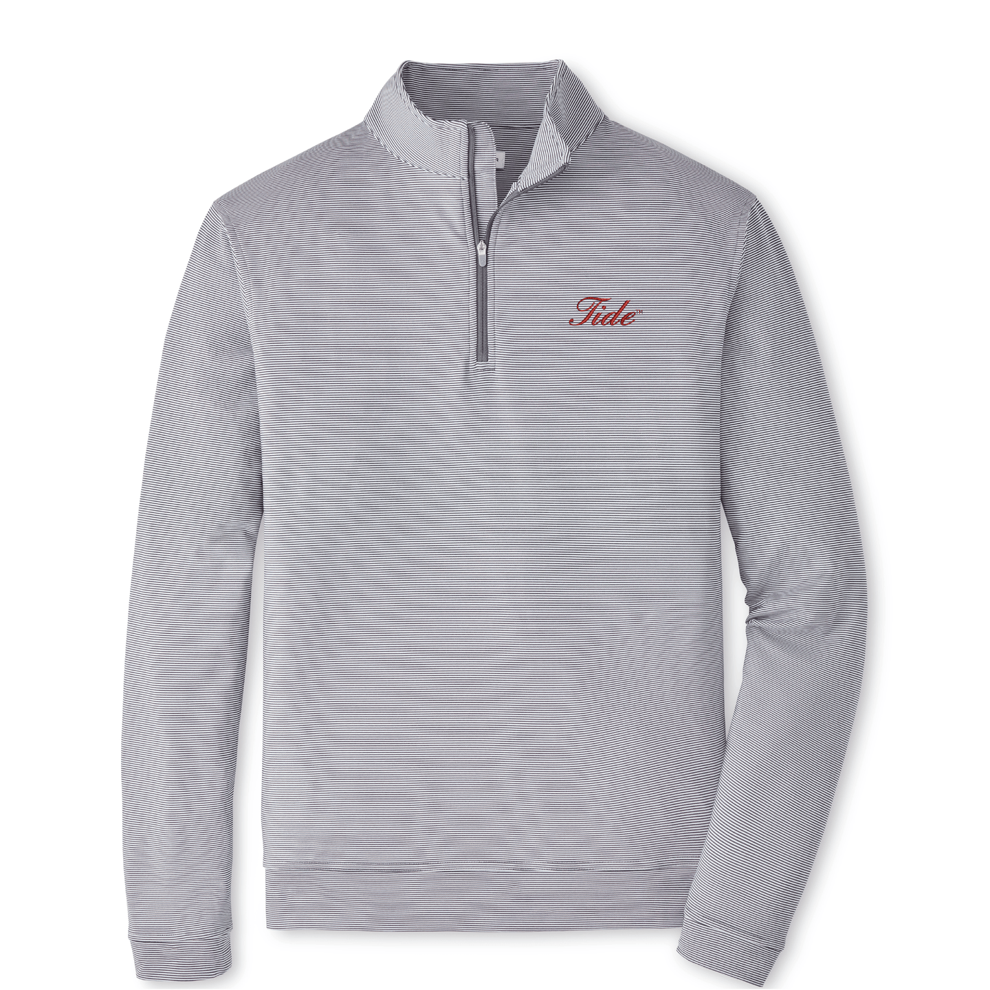 PETER MILLAR GAMEDAY - UNIVERSITY OF ALABAMA - TIDE - 14 ZIPS IRON/WHITE / S TIDE PERTH SUGAR STRIPE PERFORMANCE 1/4 ZIP