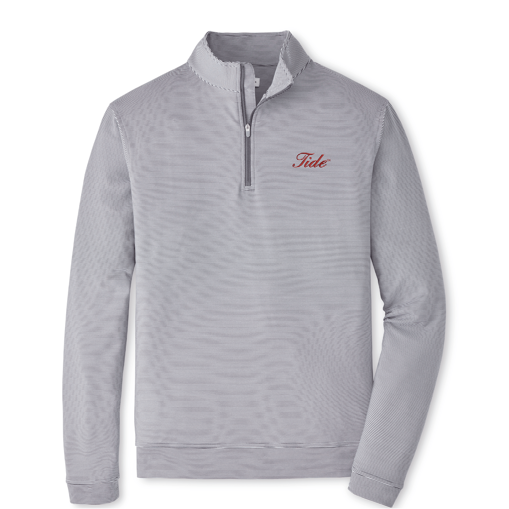 PETER MILLAR GAMEDAY - UNIVERSITY OF ALABAMA - TIDE - 14 ZIPS IRON/WHITE / S TIDE PERTH SUGAR STRIPE PERFORMANCE 1/4 ZIP