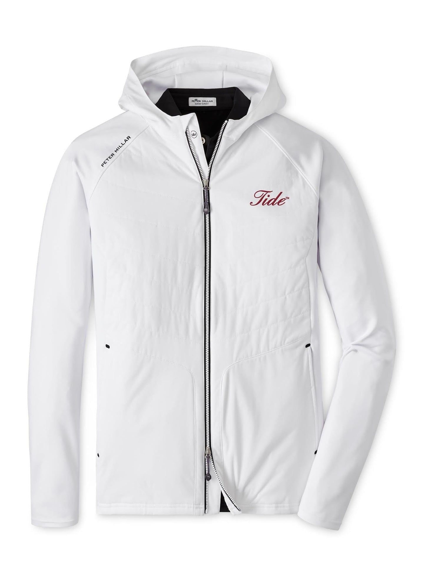 PETER MILLAR GAMEDAY - UNIVERSITY OF ALABAMA - TIDE - FULL ZIP JACKET WHITE / M TIDE HOODED MERGE ELITE HYBRID JACKET