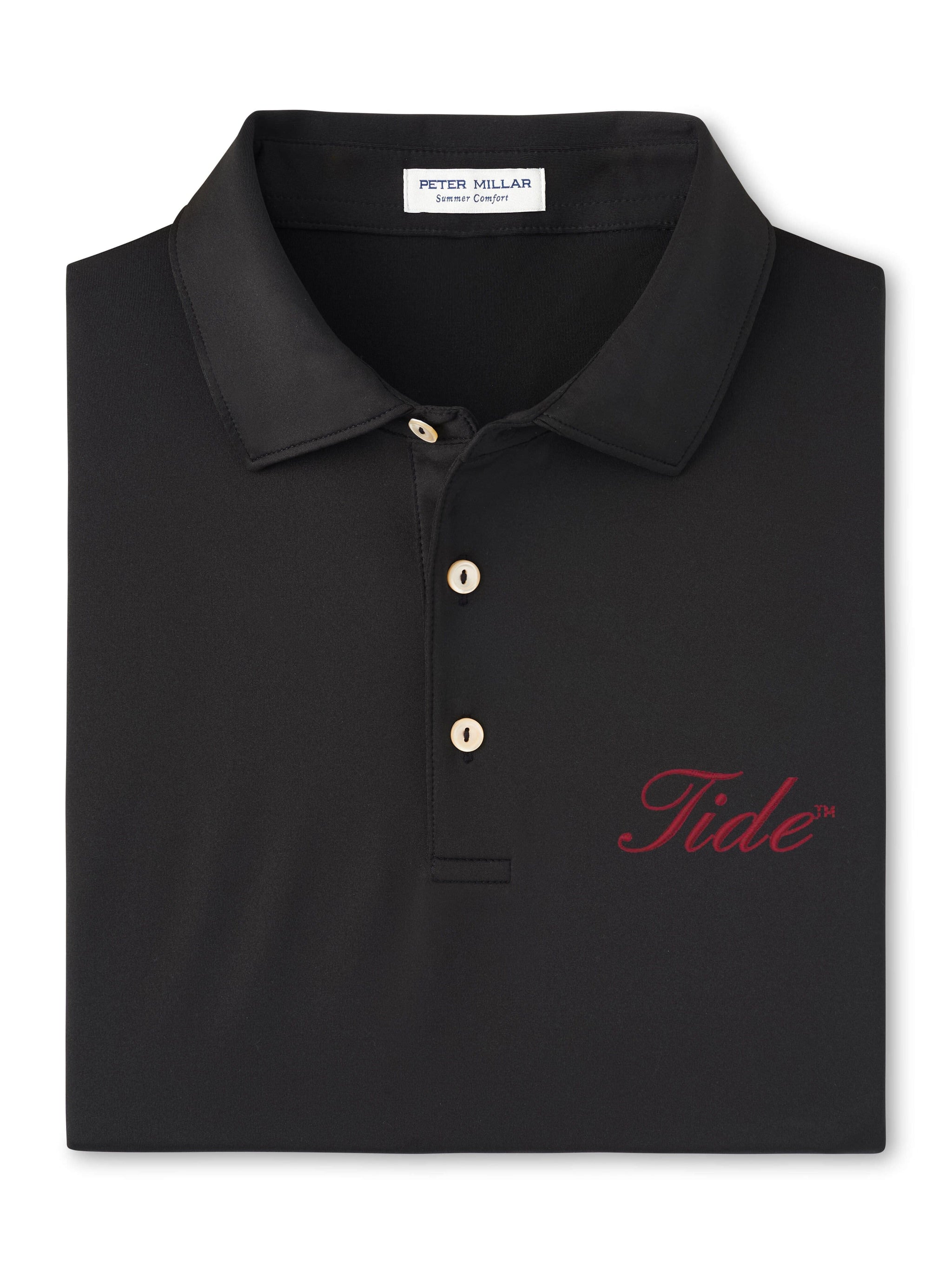 PETER MILLAR GAMEDAY - UNIVERSITY OF ALABAMA - TIDE - POLOS BLACK / S TIDE SOLID PERFORMANCE JERSEY POLO