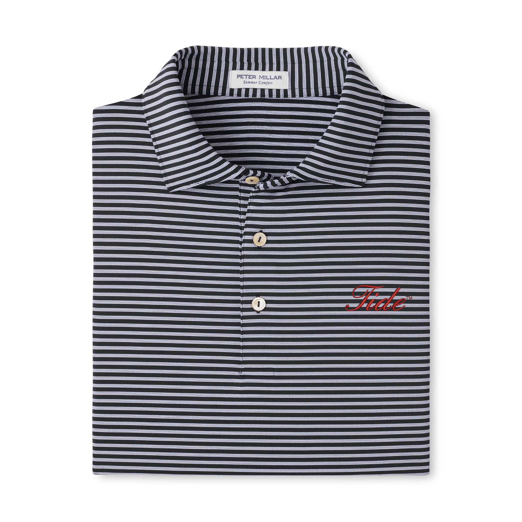PETER MILLAR GAMEDAY - UNIVERSITY OF ALABAMA - TIDE - POLOS BLACK / S TIEBREAKER PERFORMANCE STRIPE