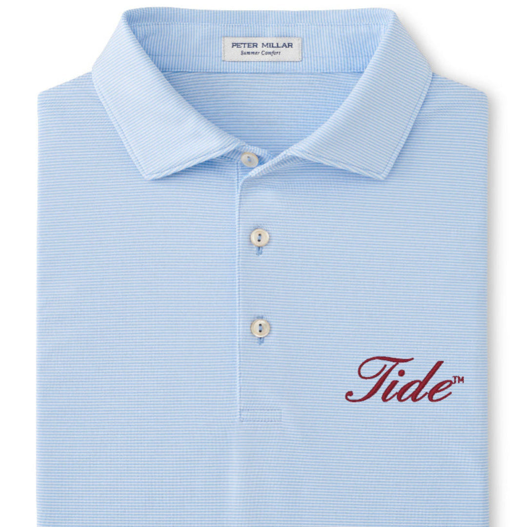 PETER MILLAR GAMEDAY - UNIVERSITY OF ALABAMA - TIDE - POLOS CBLUE / XL TIDE JUBILEE STRIPE PERFORMANCE JERSEY POLO