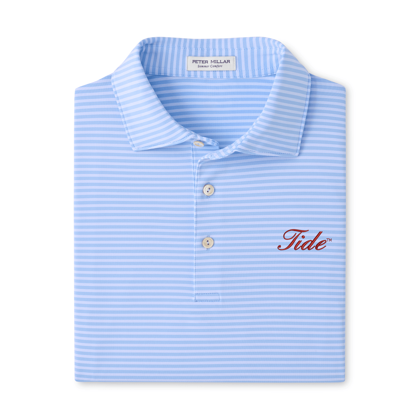 PETER MILLAR GAMEDAY - UNIVERSITY OF ALABAMA - TIDE - POLOS COTTAGE BLUE / S TIEBREAKER PERFORMANCE STRIPE