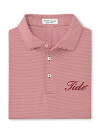 PETER MILLAR GAMEDAY - UNIVERSITY OF ALABAMA - TIDE - POLOS CRIMSON / S TIDE JUBILEE STRIPE PERFORMANCE JERSEY POLO