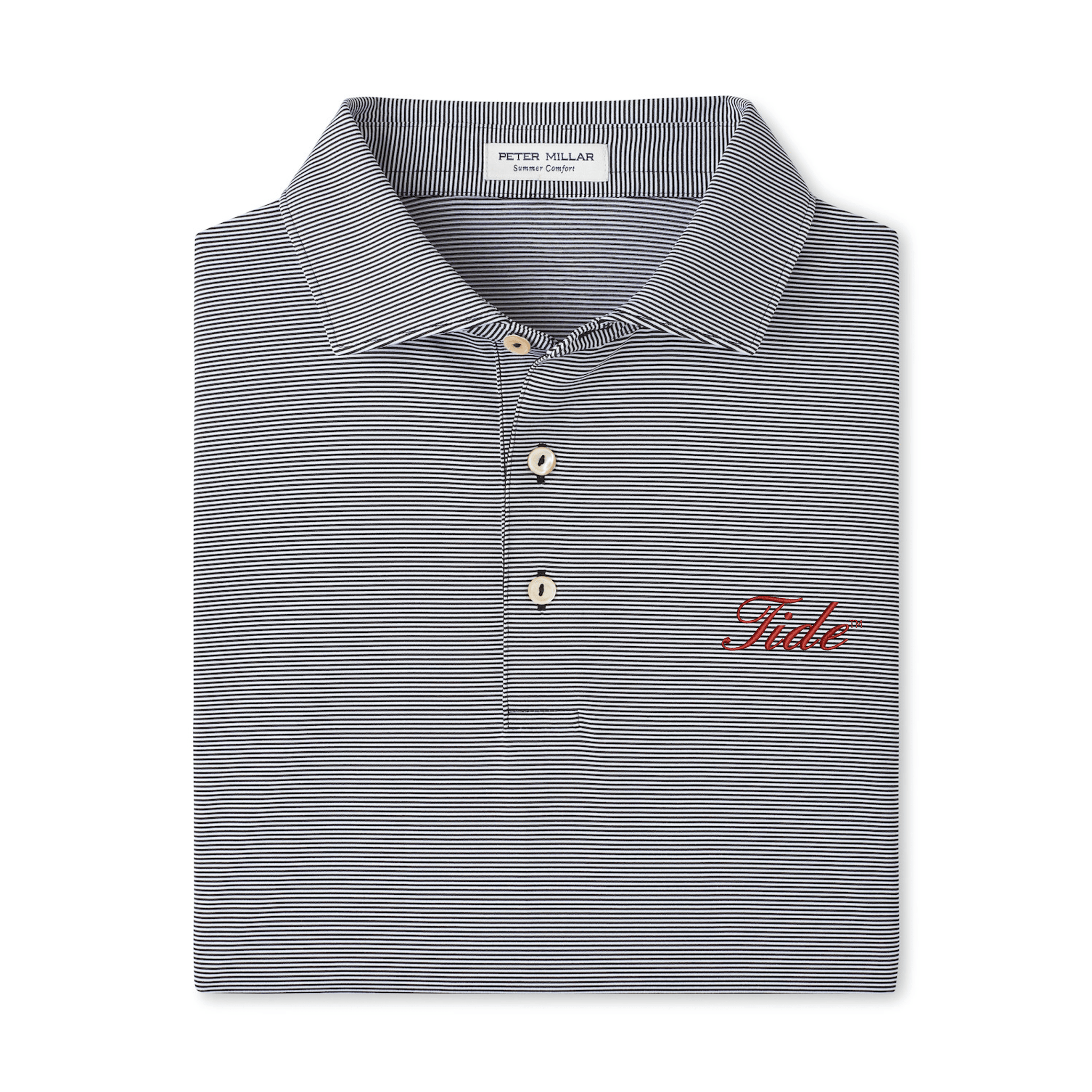 PETER MILLAR GAMEDAY - UNIVERSITY OF ALABAMA - TIDE - POLOS IRON / S TIDE JUBILEE STRIPE PERFORMANCE JERSEY POLO