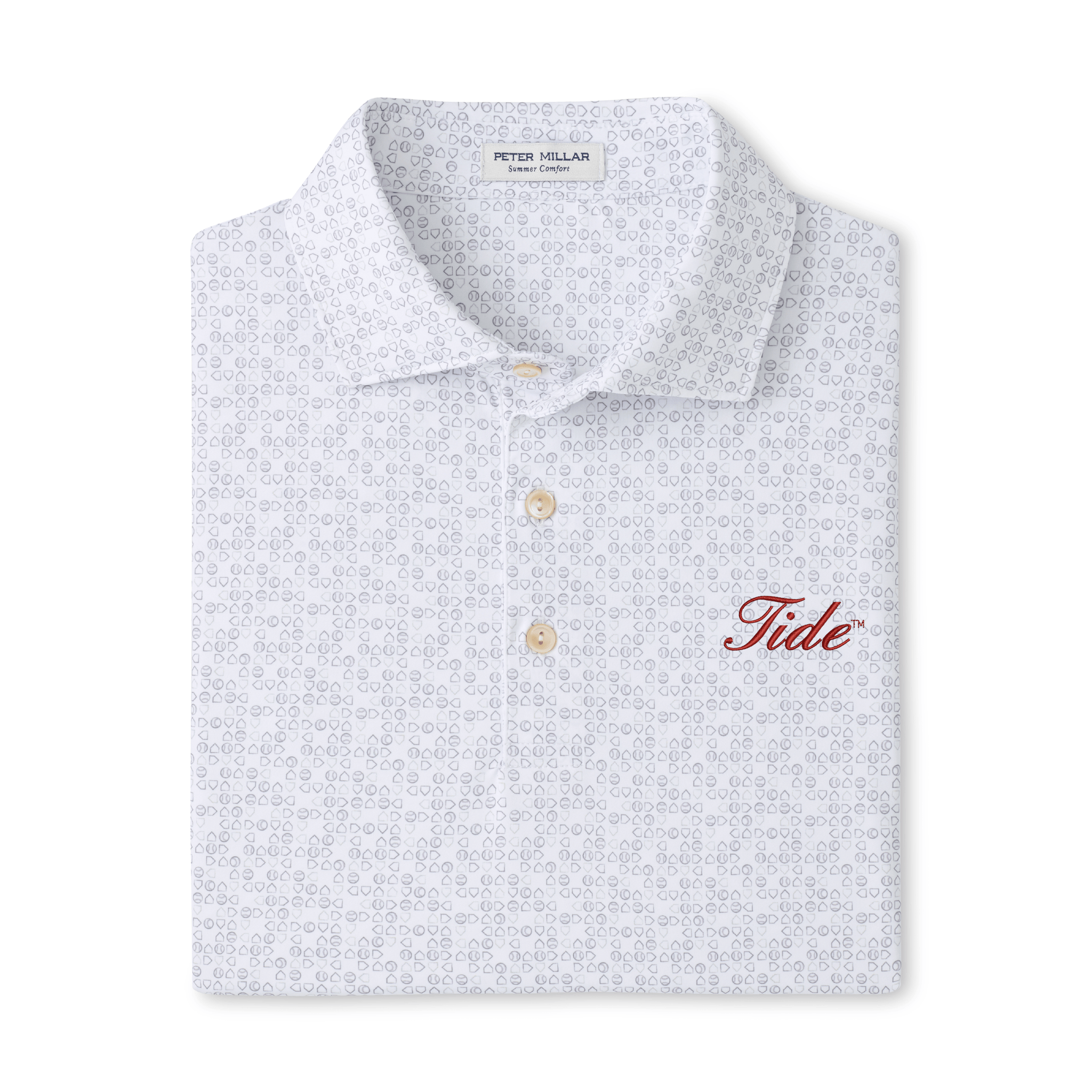 PETER MILLAR GAMEDAY - UNIVERSITY OF ALABAMA - TIDE - POLOS WHITE / S BASES LOADED PERFORMANCE POLO