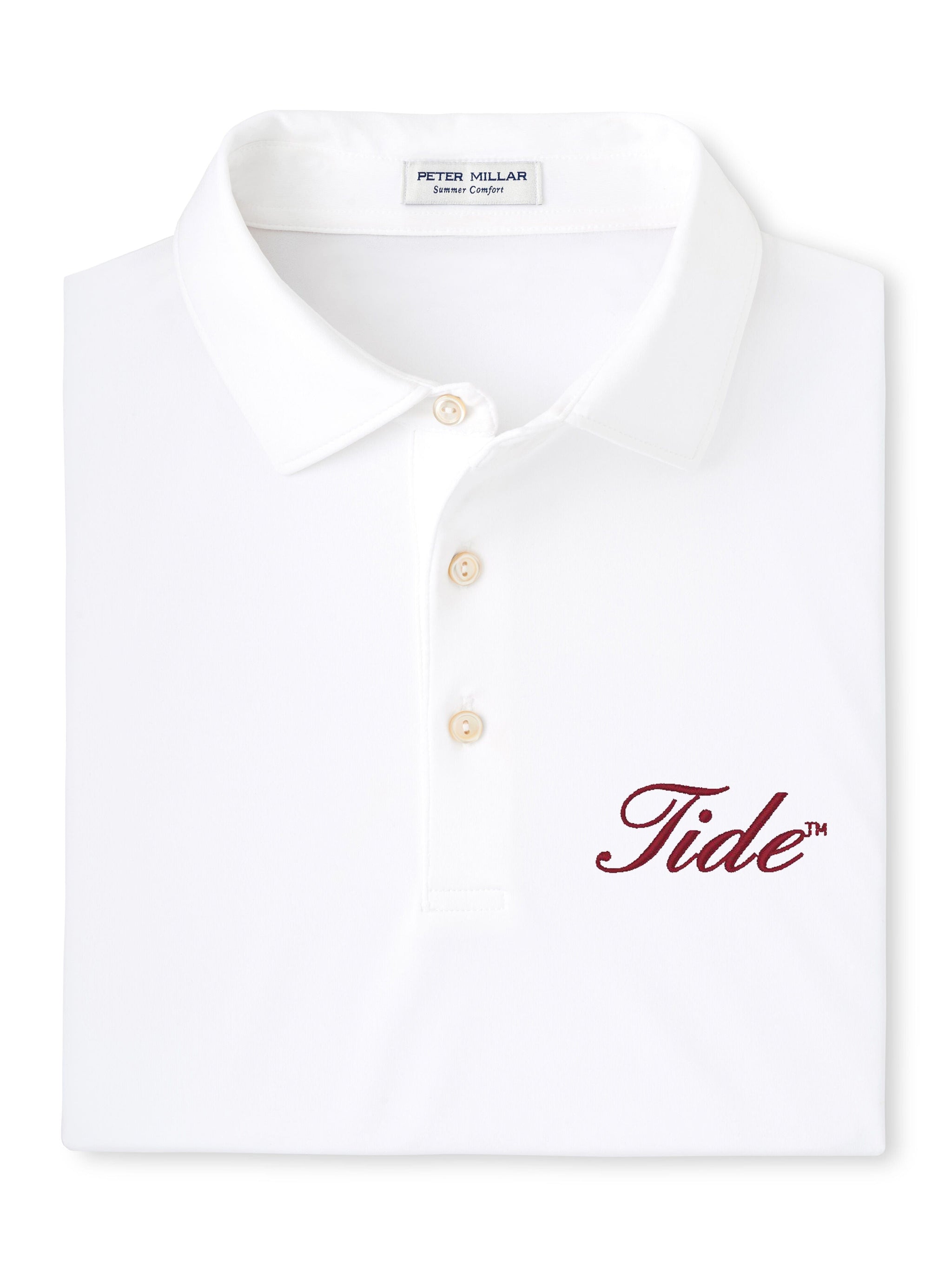 PETER MILLAR GAMEDAY - UNIVERSITY OF ALABAMA - TIDE - POLOS WHITE / S TIDE SOLID PERFORMANCE JERSEY POLO
