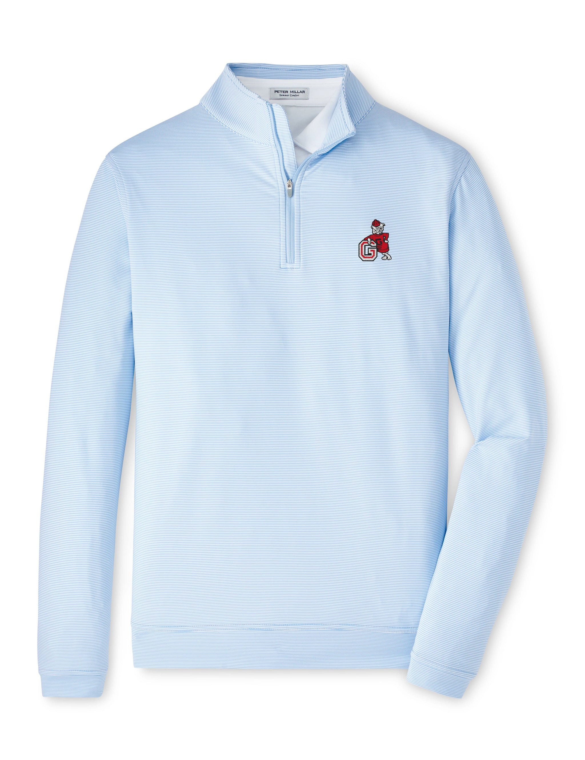 PETER MILLAR GAMEDAY - UNIVERSITY OF GEORGIA - 14 ZIPS COTTAGE/BLUE / S Vintage Dawg Perth Mini Stripe 1/4 Zip
