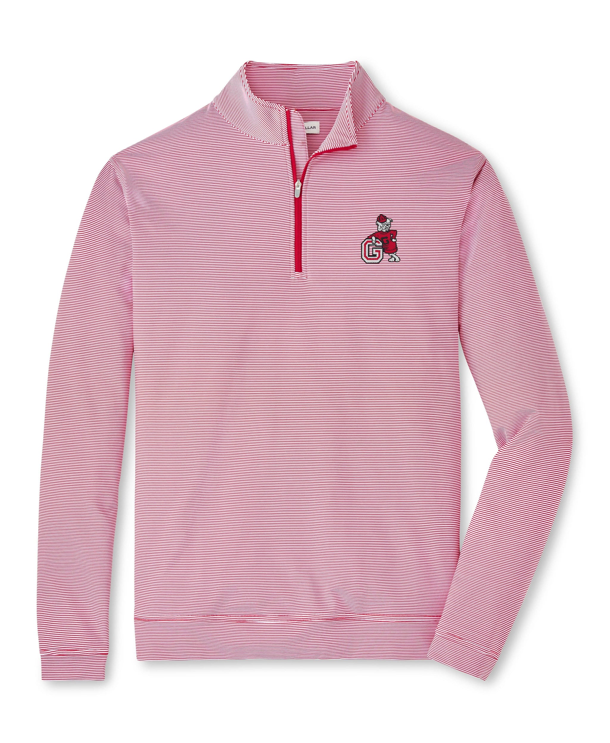 PETER MILLAR GAMEDAY - UNIVERSITY OF GEORGIA - 14 ZIPS RED3/WHITE / S Vintage Dawg Perth Mini Stripe 1/4 Zip
