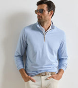 PETER MILLAR OUTERWEAR - 1 - 4 ZIP Albatross Cotton-Blend Pique Quarter-Zip