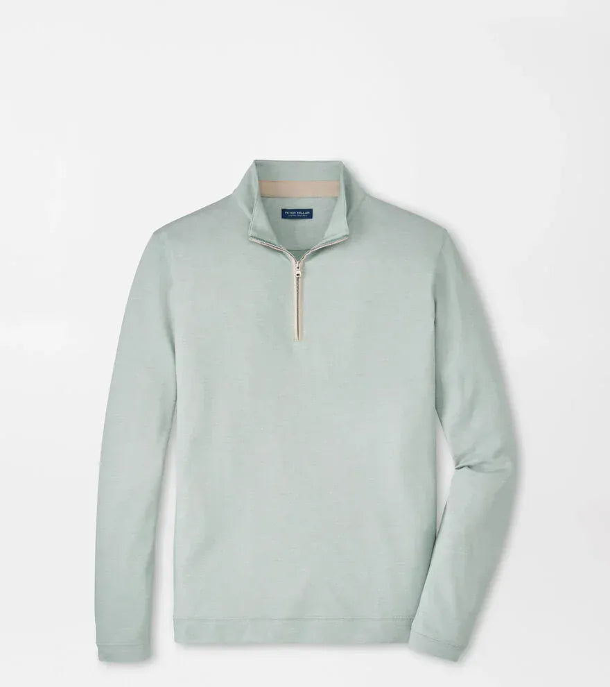 PETER MILLAR OUTERWEAR - 1 - 4 ZIP LIGHT WILLOW / M Albatross Cotton-Blend Pique Quarter-Zip