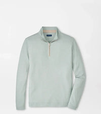 PETER MILLAR OUTERWEAR - 1 - 4 ZIP LIGHT WILLOW / M Albatross Cotton-Blend Pique Quarter-Zip