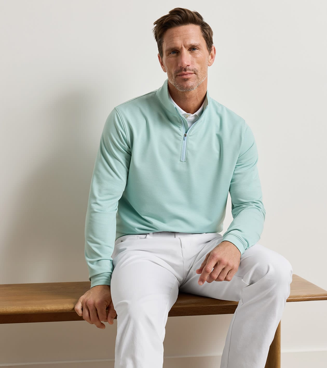 PETER MILLAR OUTERWEAR - 1 - 4 ZIP PERTH SUGAR STRIPE 1/4 ZIP