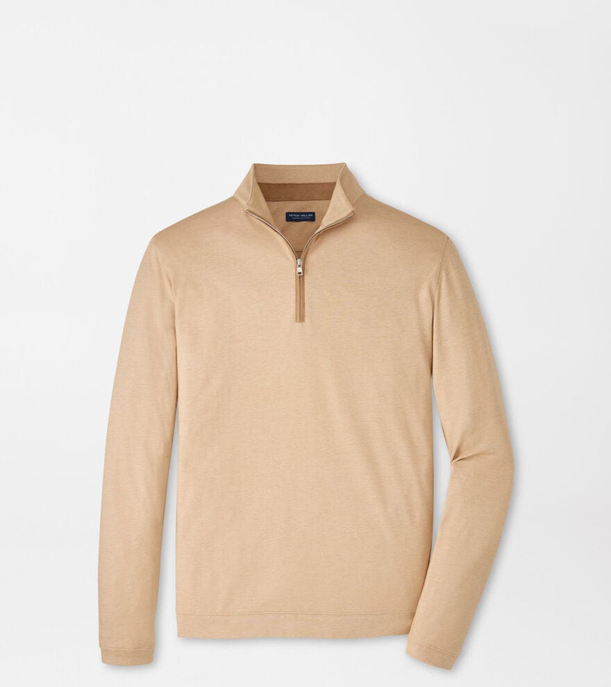 PETER MILLAR OUTERWEAR - 1 - 4 ZIP SUMMER DUNES / M Albatross Cotton-Blend Pique Quarter-Zip