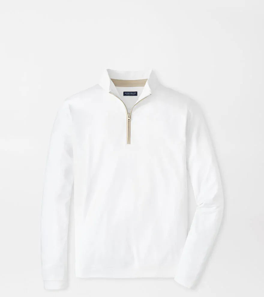 PETER MILLAR OUTERWEAR - 1 - 4 ZIP WHITE / M Albatross Cotton-Blend Pique Quarter-Zip