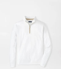 PETER MILLAR OUTERWEAR - 1 - 4 ZIP WHITE / M Albatross Cotton-Blend Pique Quarter-Zip