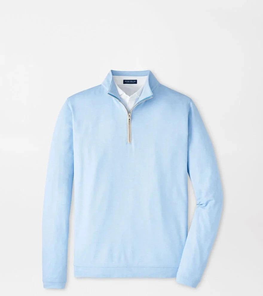 PETER MILLAR OUTERWEAR - 14 ZIP BLUE TOPAZ / M ALBATROSS COTTON BLEND PIQUE