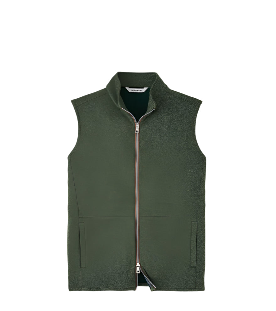 PETER MILLAR OUTERWEAR - VEST DARK OLIVE / XXL CROWN FLEECE FULL ZIP