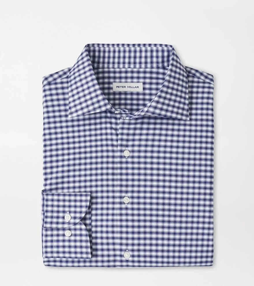 PETER MILLAR SHIRTS - LS SPORT NAVY / M FAIRBANKS PERFORMANCE TWILL SPORT SHIRT