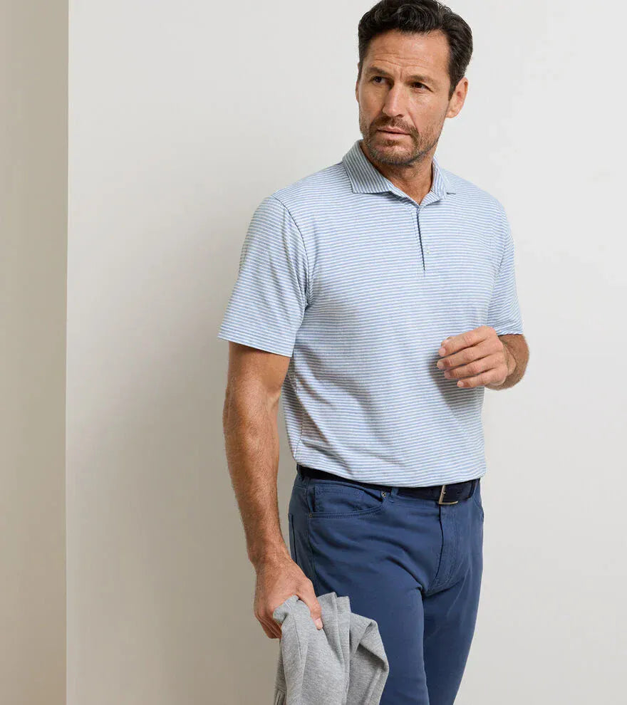 PETER MILLAR SHIRTS - POLO CROWN FLEX COTTON SS POLO - CALVERT STRIPE
