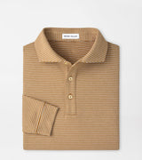 PETER MILLAR SHIRTS - POLO DARK AMBER / M LYONS STRIPE PERFORMANCE JERSEY LONG-SLEEVE POLO