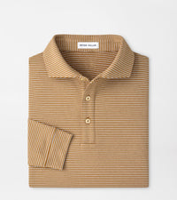 PETER MILLAR SHIRTS - POLO DARK AMBER / M LYONS STRIPE PERFORMANCE JERSEY LONG-SLEEVE POLO