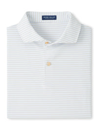 PETER MILLAR SHIRTS - POLO WHITE/BLUE BRISK / M ECHO PERFORMANCE JERSEY POLO
