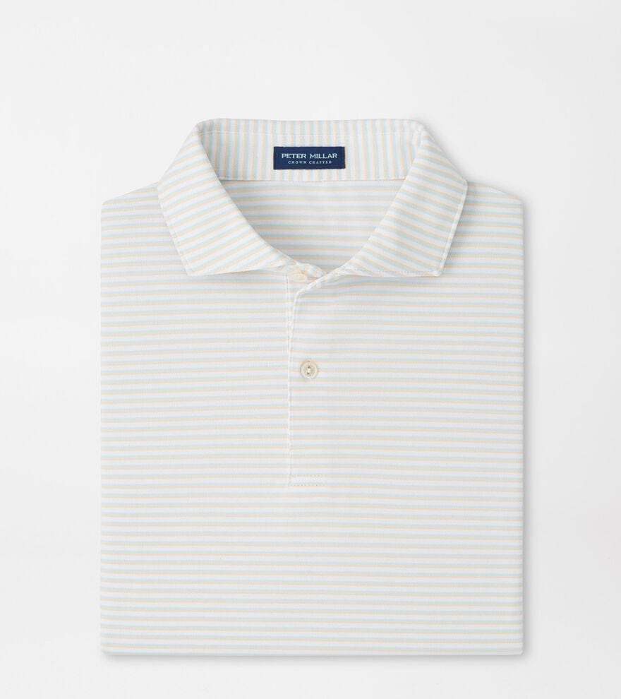 PETER MILLAR SHIRTS - POLO WHITE/ BLUE BRISK / M TEMPO PERFORMANCE JERSEY POLO