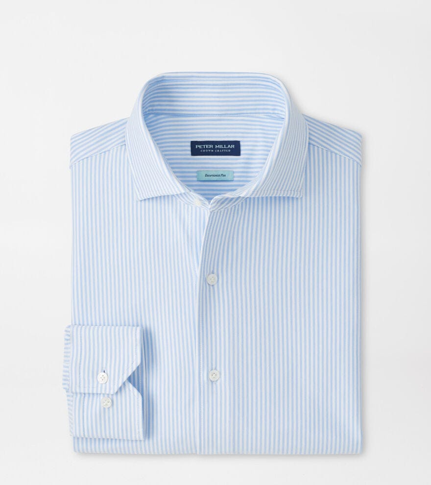 PETER MILLAR SHIRTS - SPORT SHIRT BLUE FROST / M EXCURSIONIST FLEX STRIPE SPORT SHIRT
