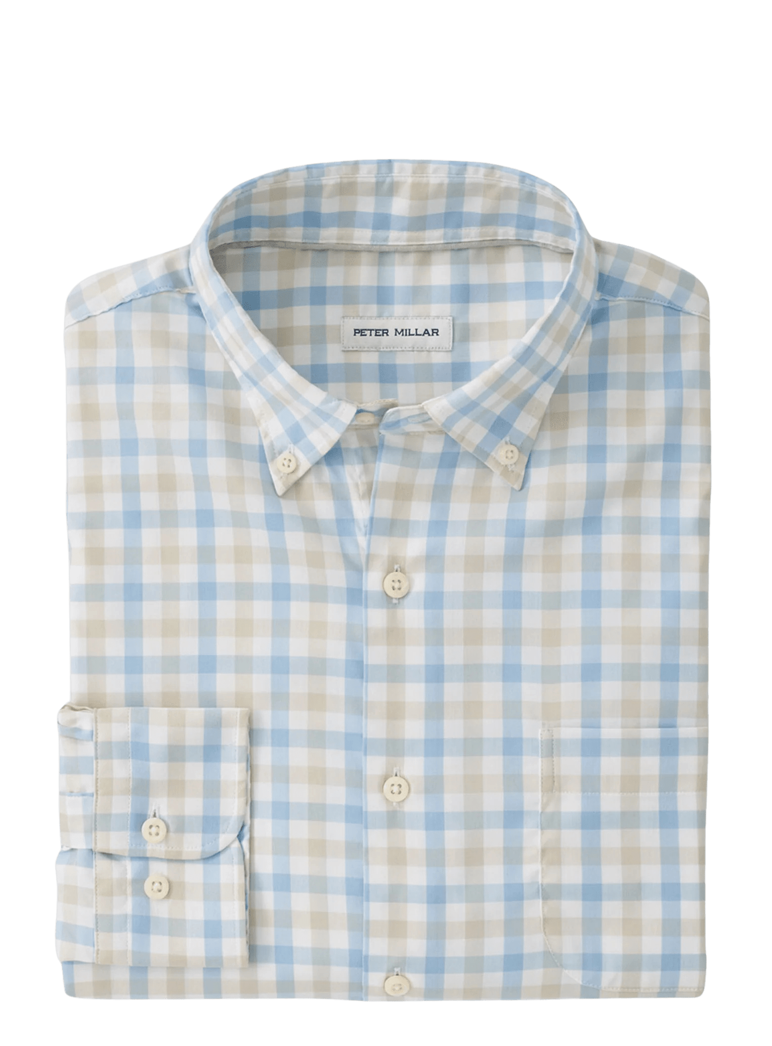 PETER MILLAR SHIRTS - SPORT SHIRT COTTAGE BLUE / S MACKINAC COTTON-STRETCH BUTTON DOWN