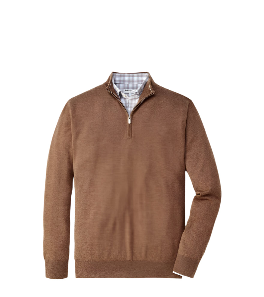 PETER MILLAR SWEATERS BRITISH TAN / M AUTUMN CREST 1/4 ZIP F24