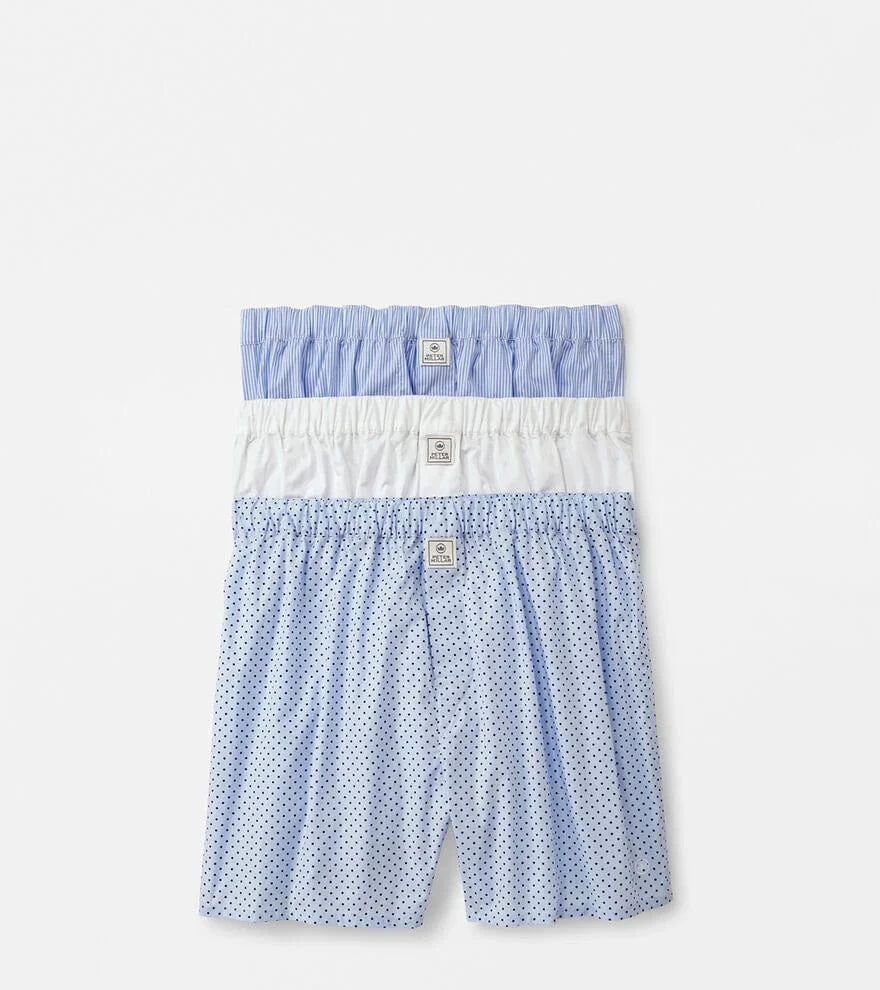 PETER MILLAR UNDERWEAR CBLUE / M DEMPSEY THREE PACK COTTON BOXER