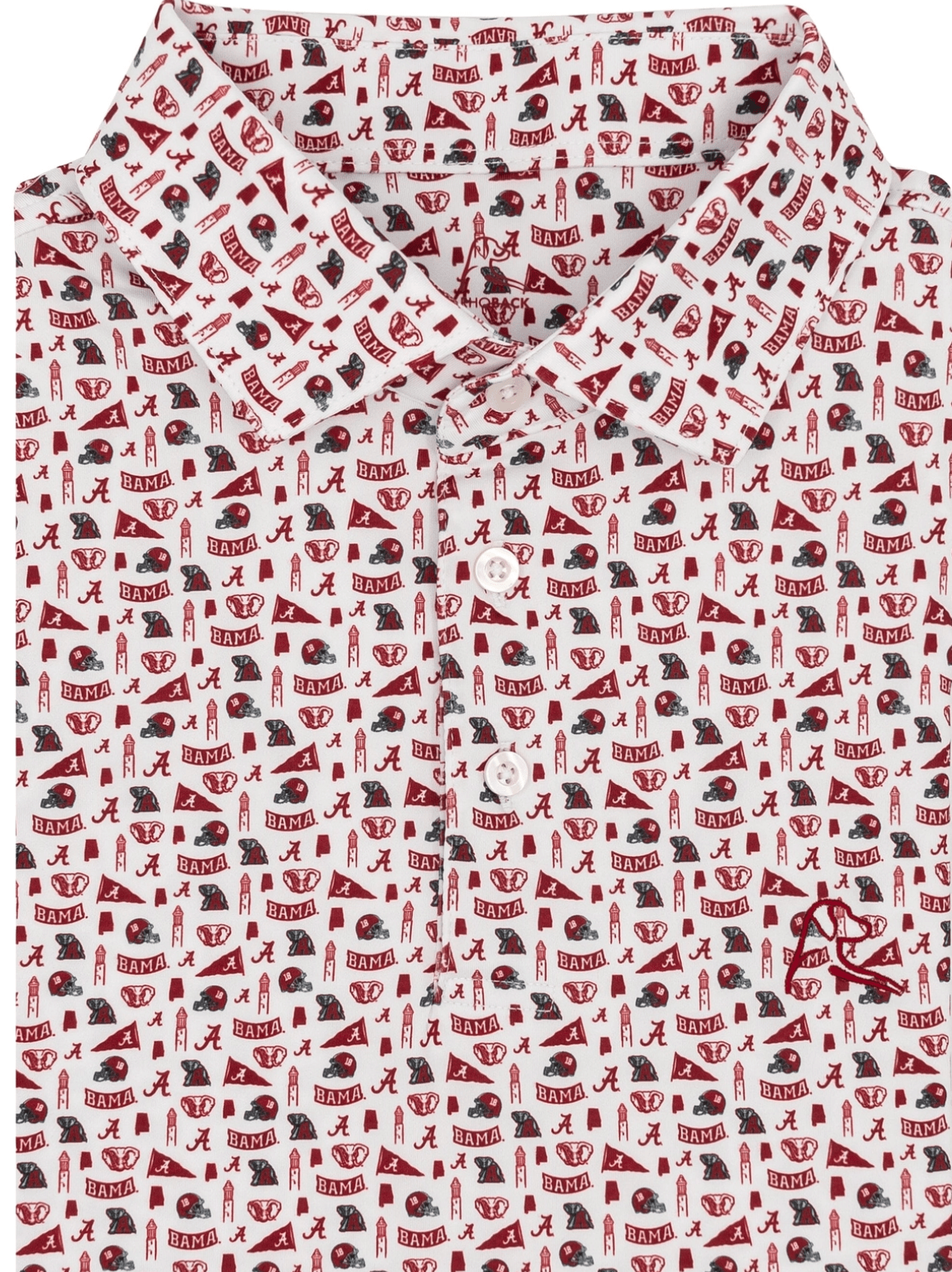 RHOBACK GAMEDAY - UNIVERSITY OF ALABAMA WHITE/CARMINE RED / S THE ALABAMA GAMEDAY POLO
